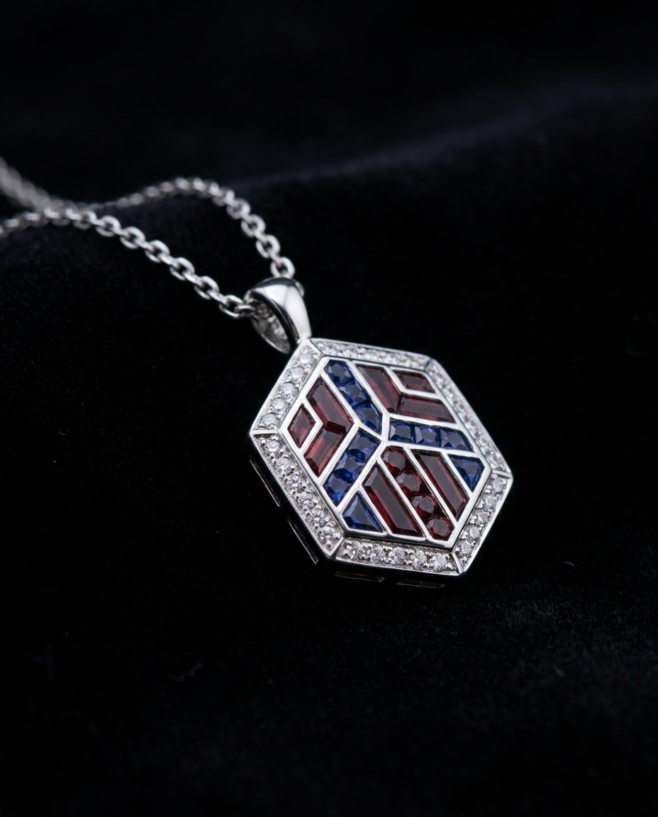 Claret & Blue Diamond Pendant — Football Colours 2027 · The Diamond Harbour Marmaris