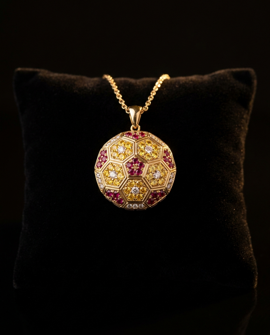Yellow & Red Diamond Pendant — Football Colours 2027 · The Diamond Harbour Marmaris