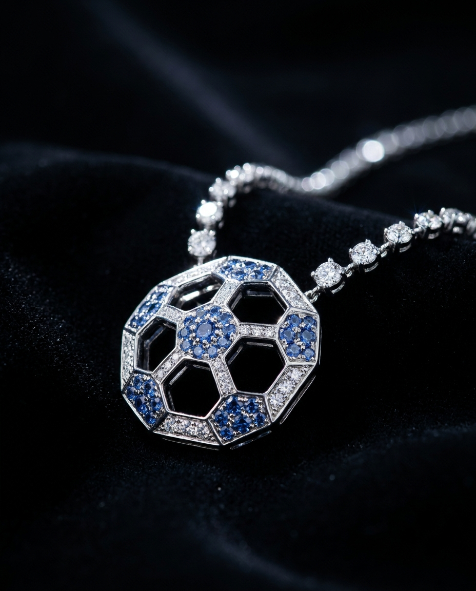 Blue & White Diamond Pendant — Football Colours 2027 · The Diamond Harbour Marmaris