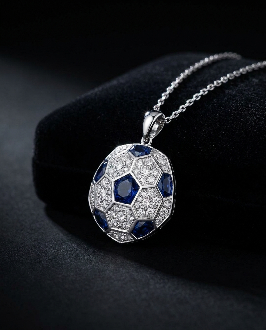 Navy & White Diamond Pendant — Football Colours 2027 · The Diamond Harbour Marmaris