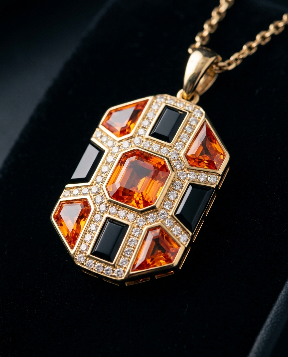 Orange & Black Diamond Pendant — Football Colours 2027 · The Diamond Harbour Marmaris