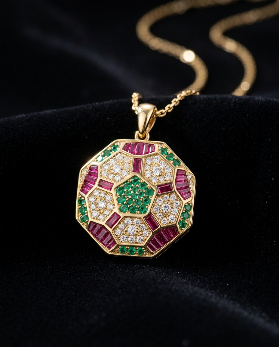 Green & Red Diamond Pendant — Football Colours 2027 · The Diamond Harbour Marmaris