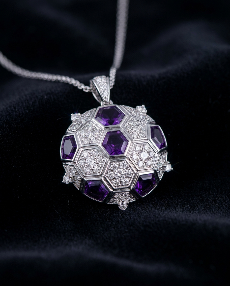 Purple & White Diamond Pendant — Football Colours 2027 · The Diamond Harbour Marmaris