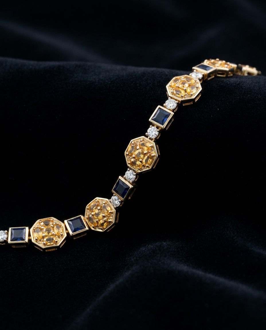 Gold & Navy Diamond Bracelet — Football Colours 2027 · The Diamond Harbour Marmaris
