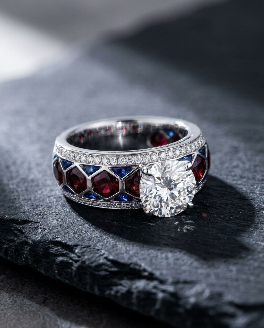 Claret & Blue Diamond Ring — Football Colours 2027 · The Diamond Harbour Marmaris
