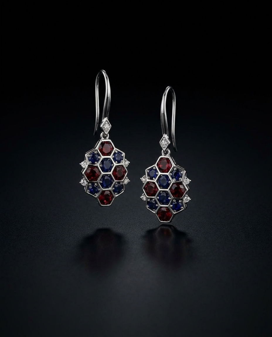 Claret & Blue Diamond Earrings — Football Colours 2027 · The Diamond Harbour Marmaris