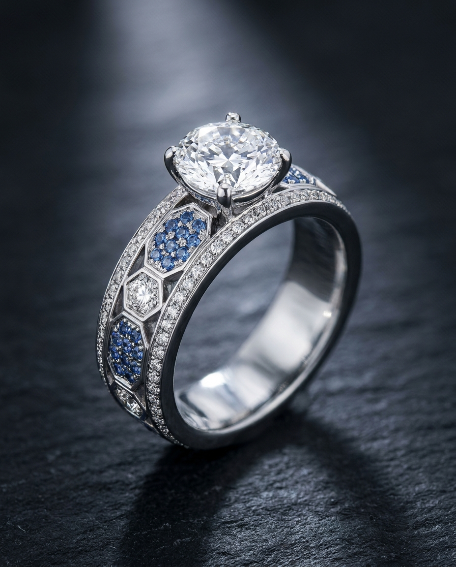 Blue & White Diamond Ring — Football Colours 2027 · The Diamond Harbour Marmaris