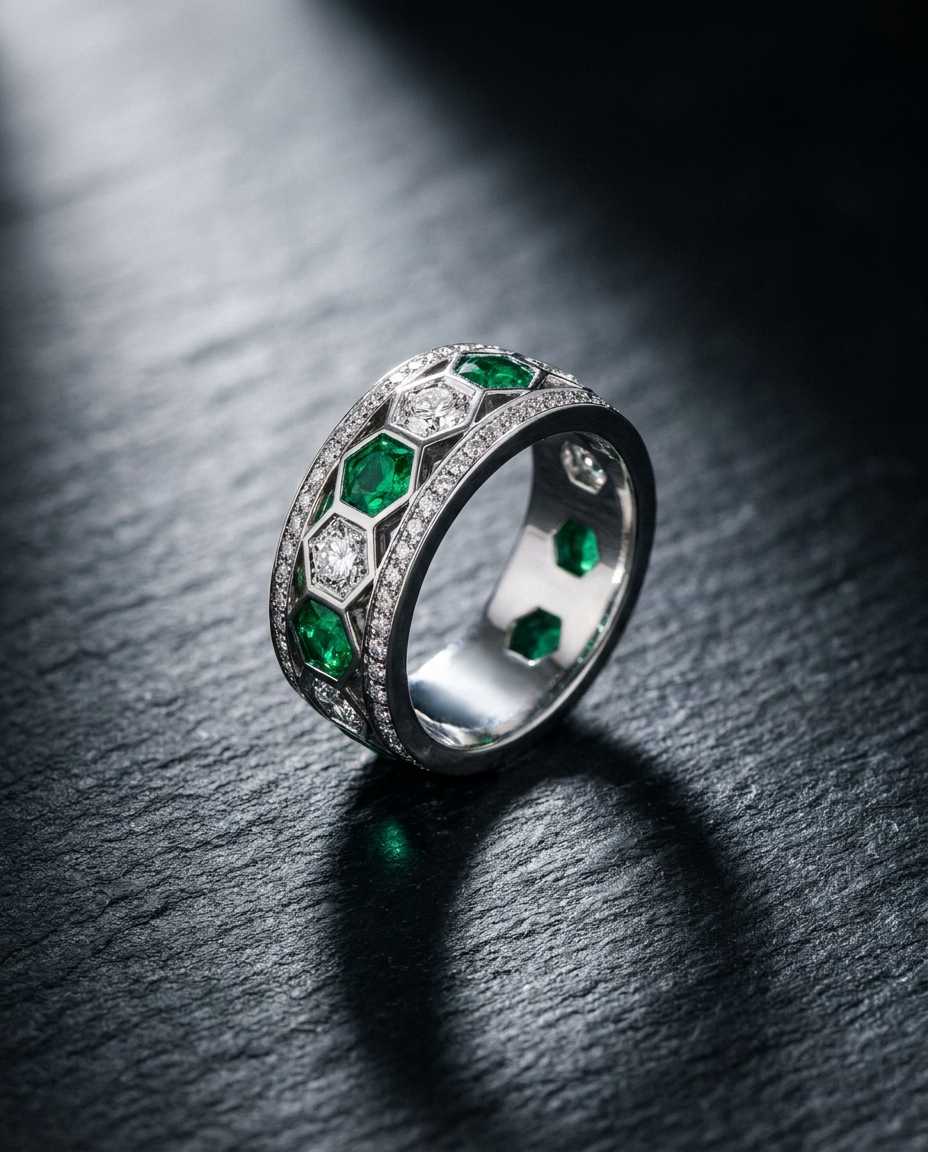Green & White Diamond Ring — Football Colours 2027 · The Diamond Harbour Marmaris