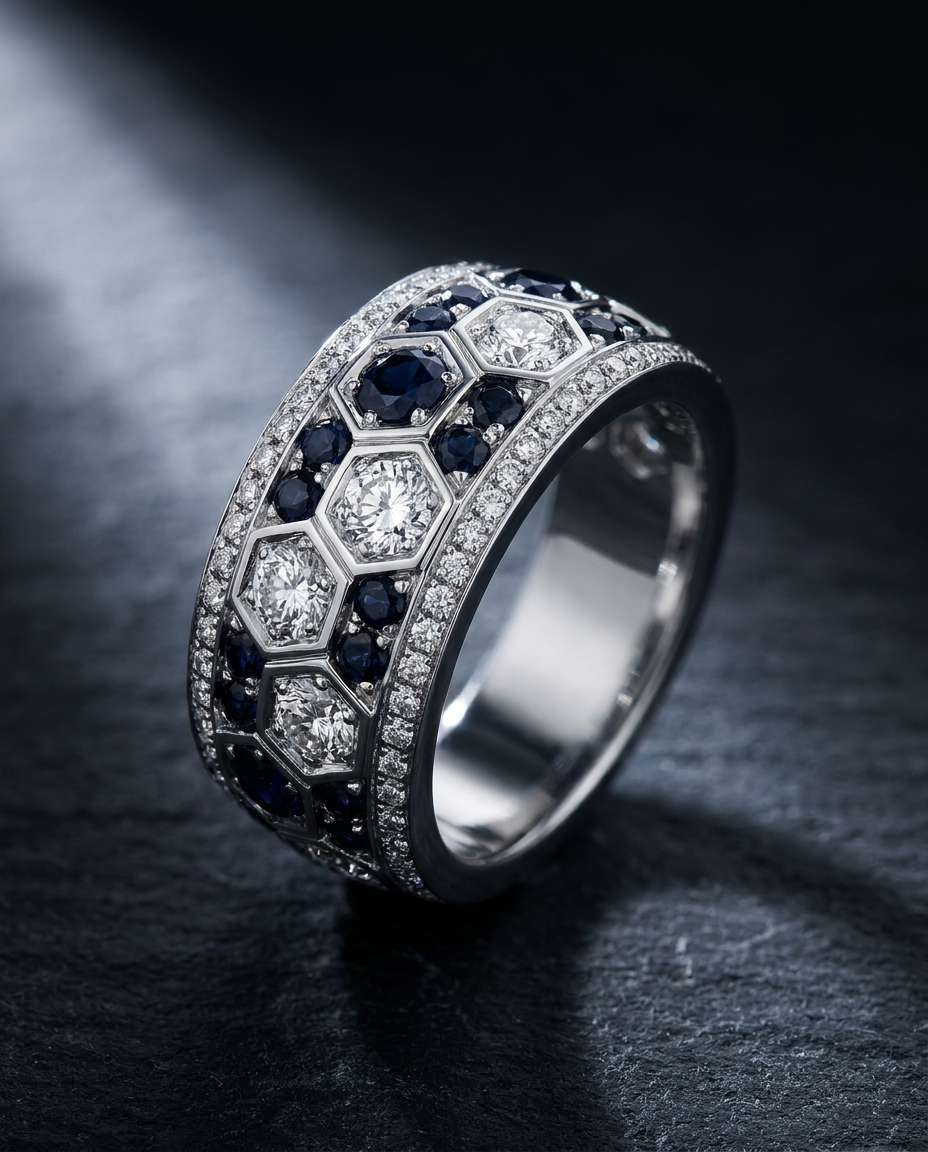 Navy & White Diamond Ring — Football Colours 2027 · The Diamond Harbour Marmaris