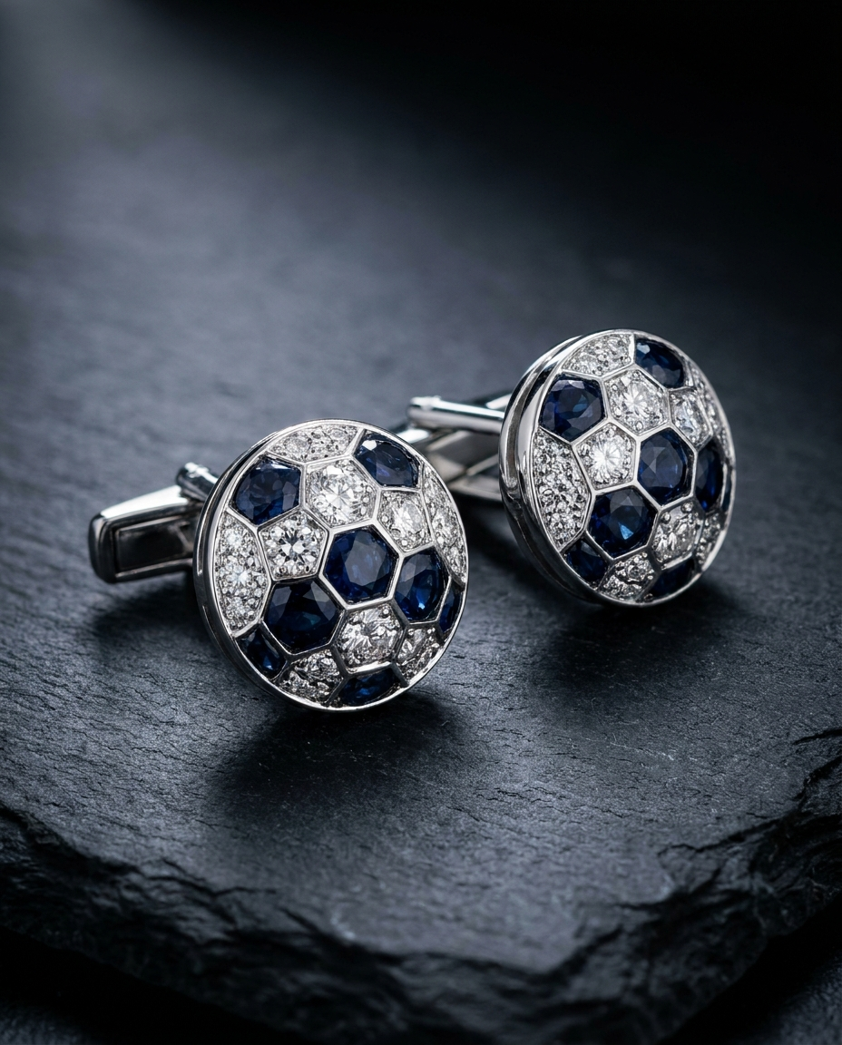 Navy & White Diamond Cufflinks — Football Colours 2027 · The Diamond Harbour Marmaris
