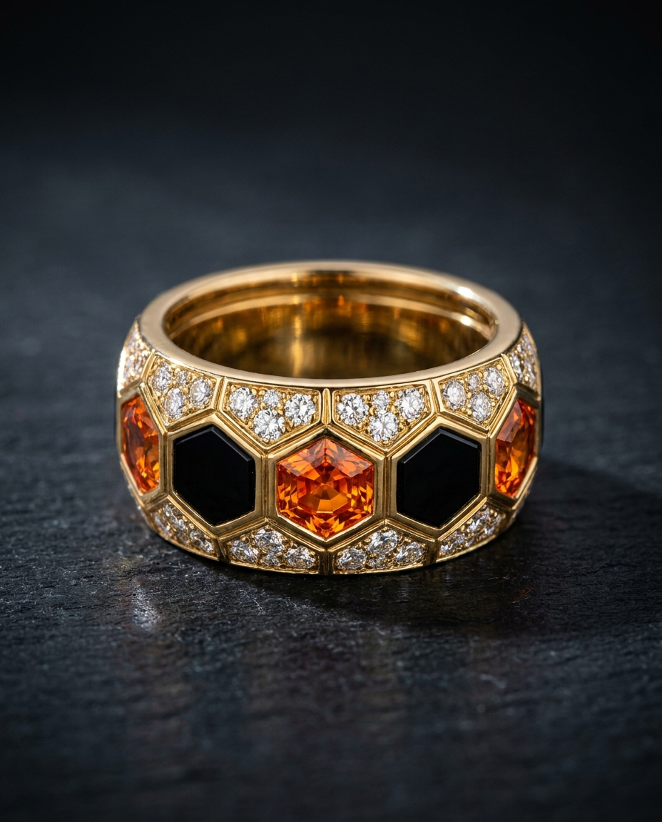 Orange & Black Diamond Ring — Football Colours 2027 · The Diamond Harbour Marmaris
