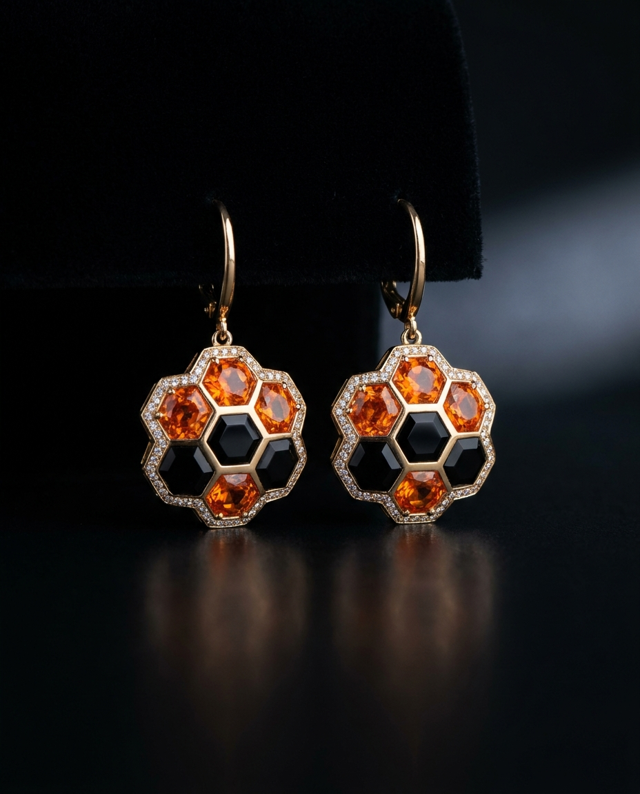 Orange & Black Diamond Earrings — Football Colours 2027 · The Diamond Harbour Marmaris