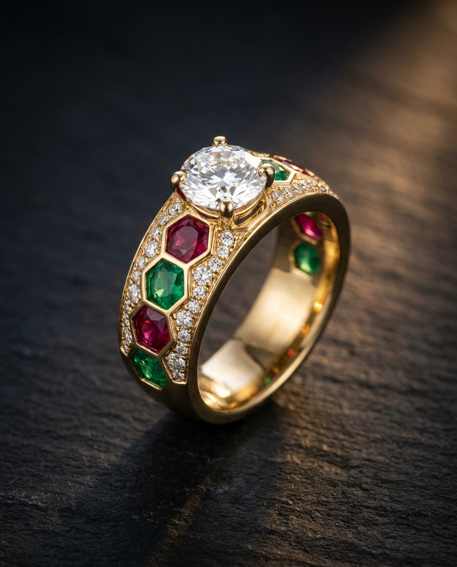 Green & Red Diamond Ring — Football Colours 2027 · The Diamond Harbour Marmaris