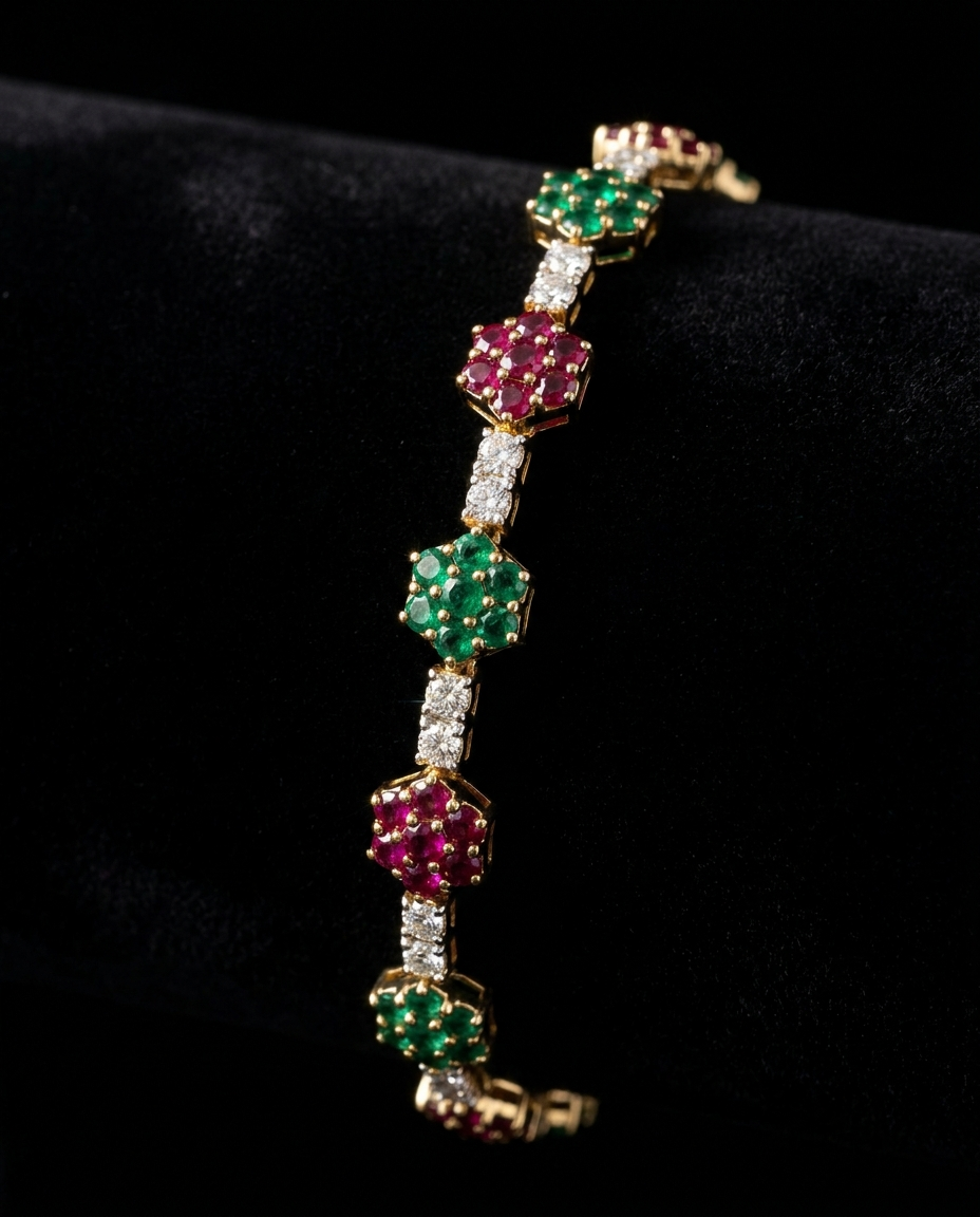 Green & Red Diamond Bracelet — Football Colours 2027 · The Diamond Harbour Marmaris