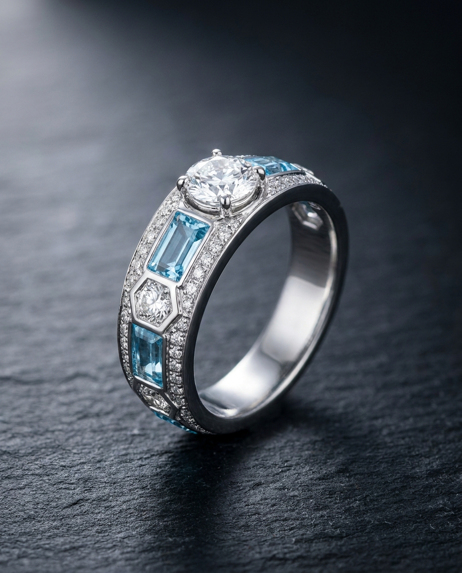 Sky Blue & White Diamond Ring — Football Colours 2027 · The Diamond Harbour Marmaris