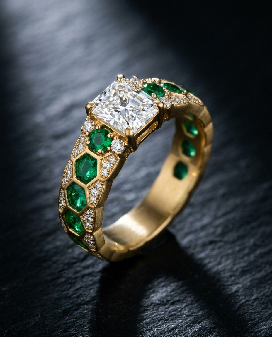 Gold & Green Diamond Ring — Football Colours 2027 · The Diamond Harbour Marmaris