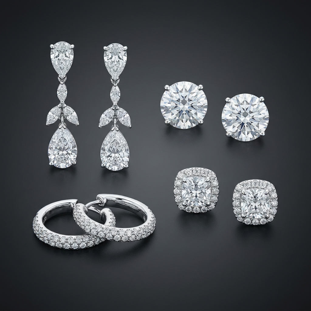 Diamond Solitaire Studs — Earrings · The Diamond Harbour Marmaris