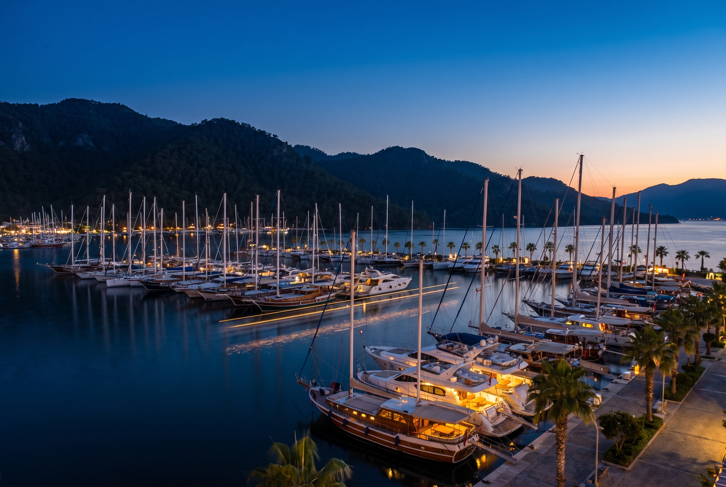 Marmaris marina at blue hour