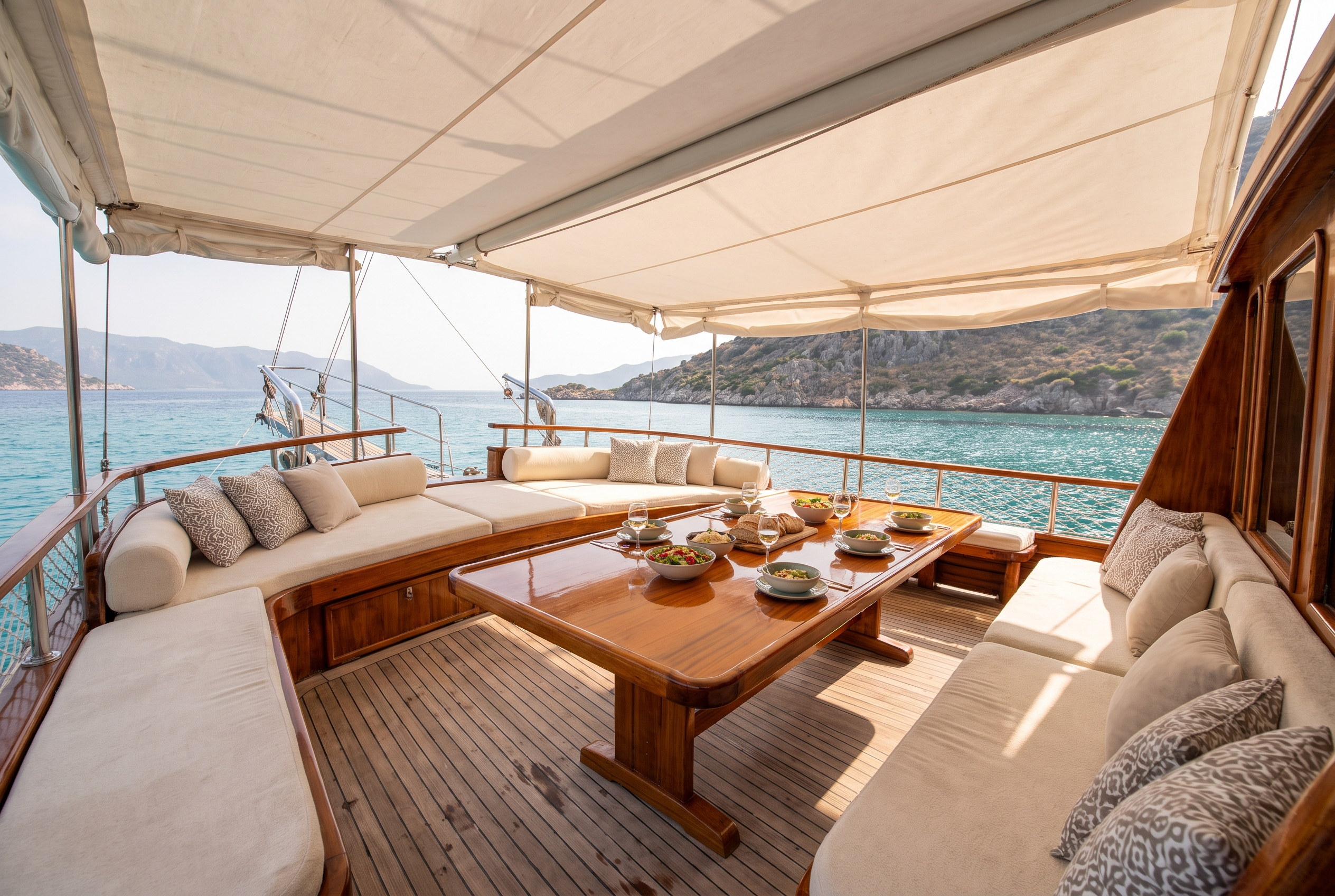 The aft deck of a gulet
