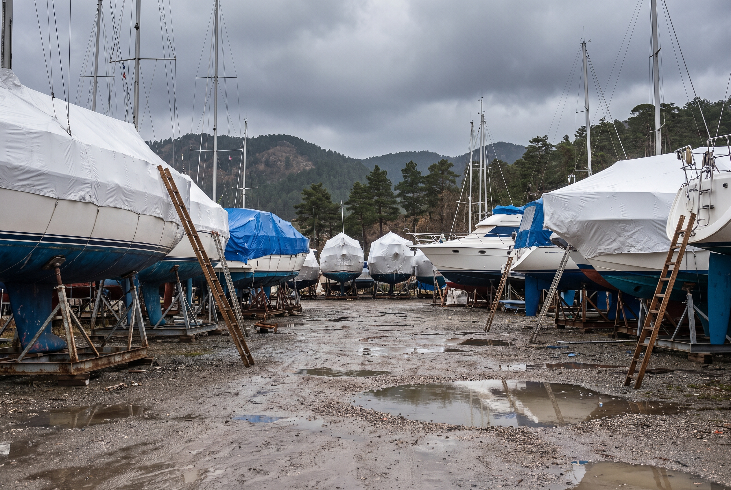 Yachts ashore for the winter