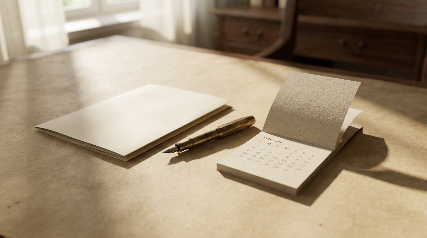 Lease document, calendar and pen on a warm desk