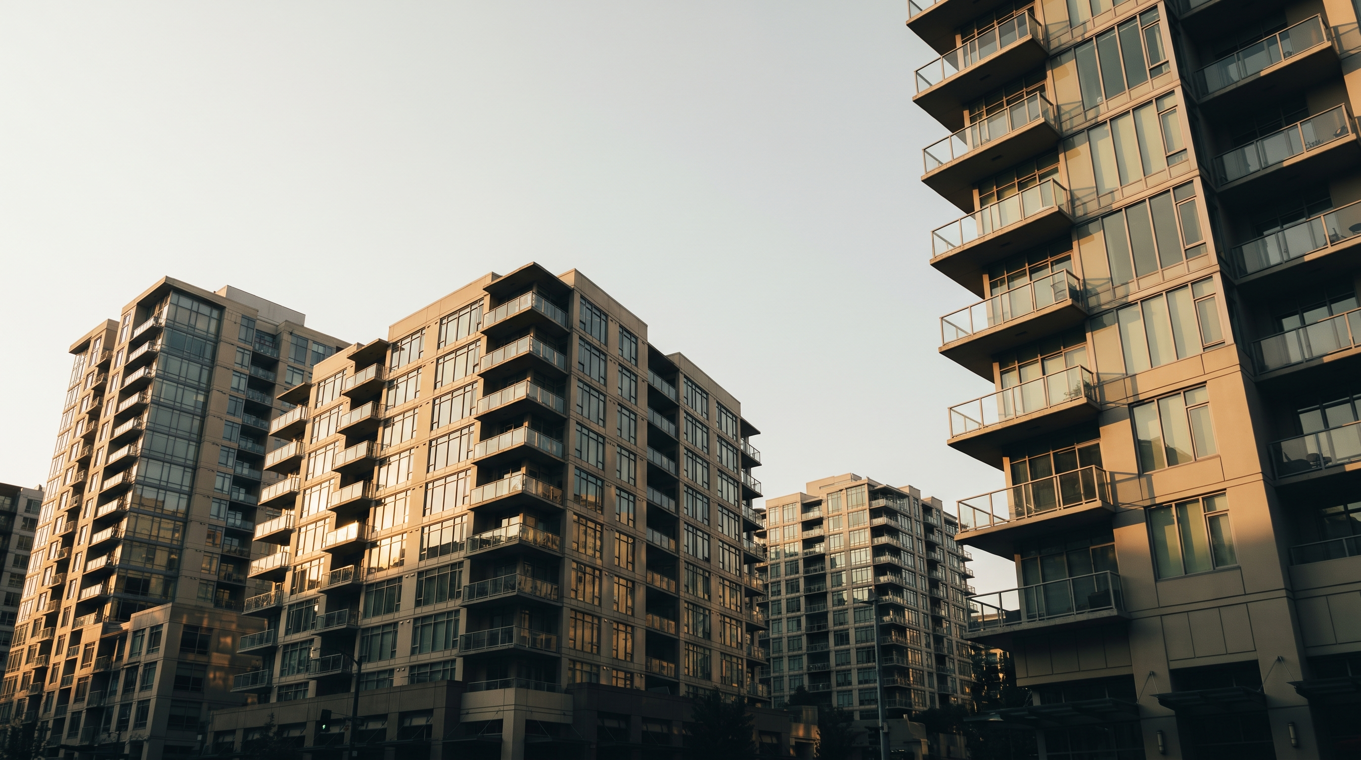 Downtown condominium towers at golden hour
