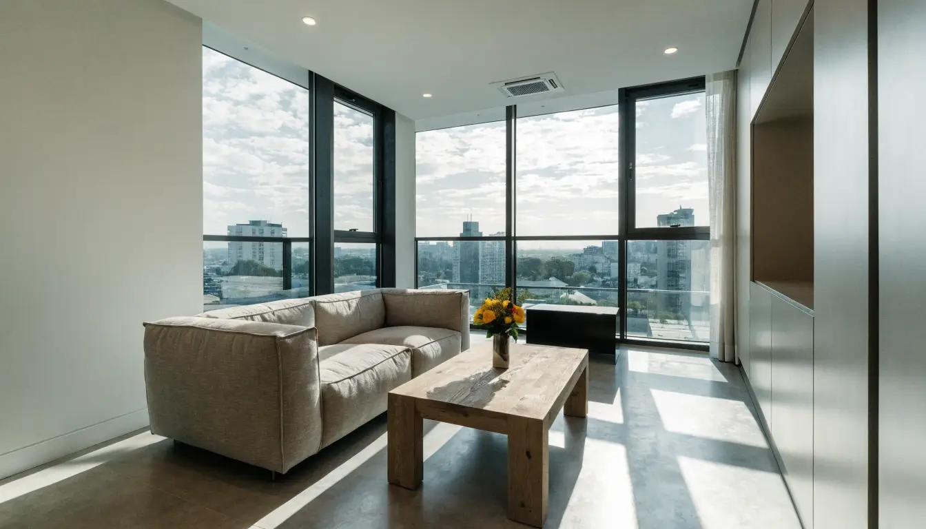 Bright staged Etobicoke condo living room prepared for sale
