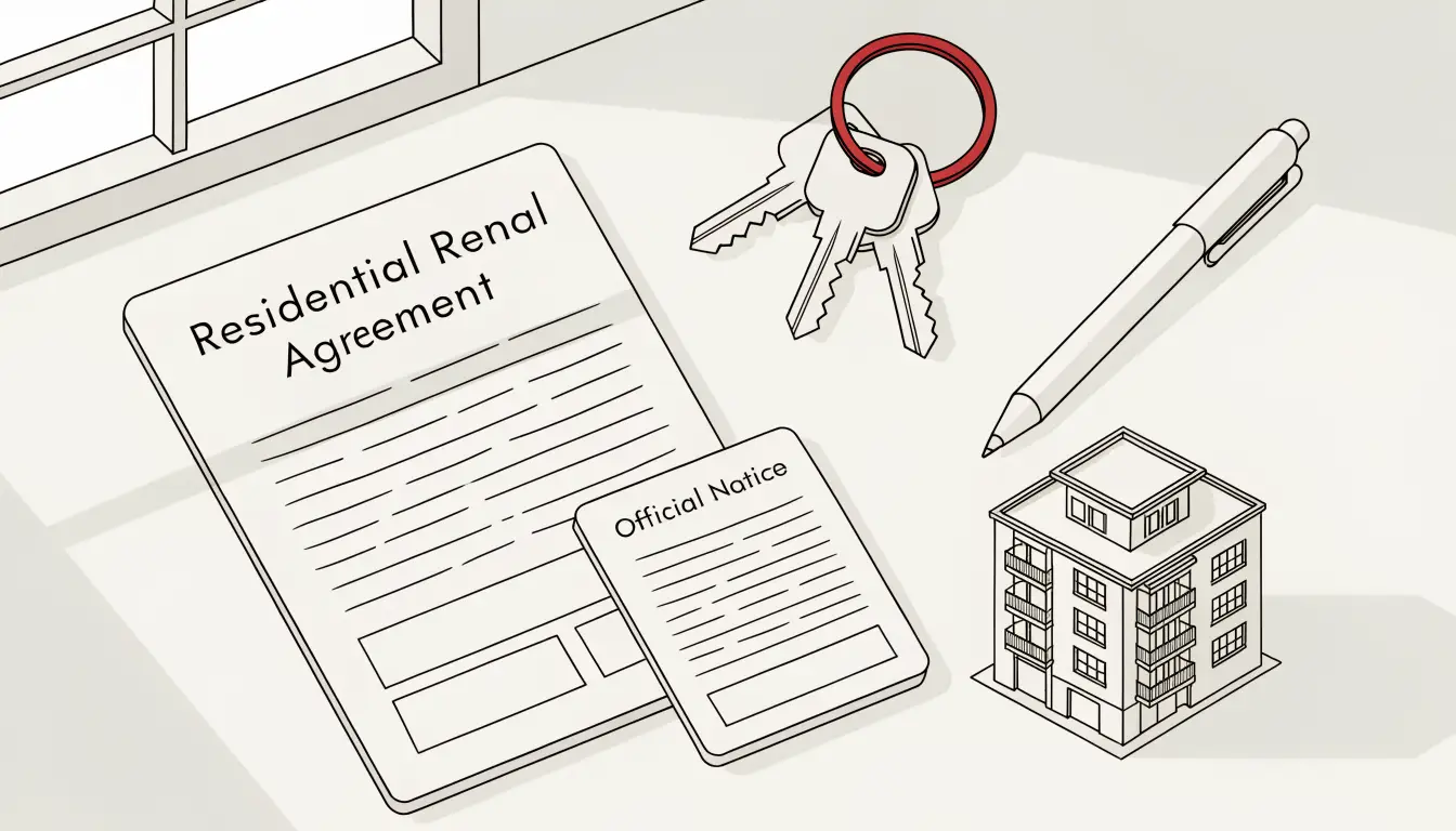 A residential lease agreement and official notice form on a desk, representing the Ontario N4 notice process