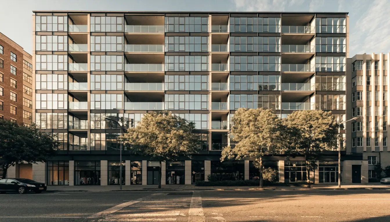 Loggia Condos, a ten-storey condominium with recessed loggia balconies at 1040 The Queensway, Etobicoke