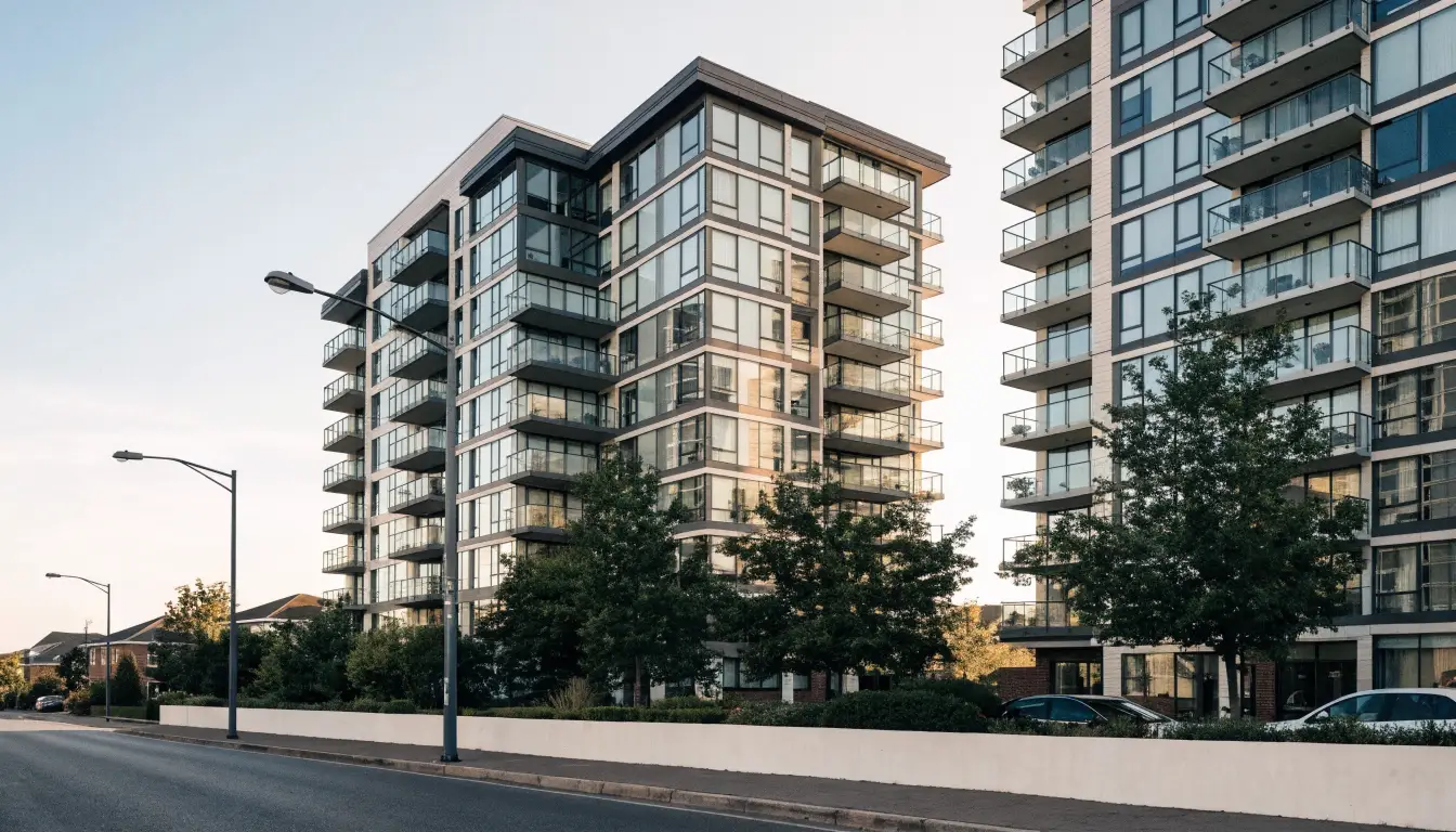 Loggia II Condos, a nine-storey condominium at 1050 The Queensway beside its sibling building in Etobicoke