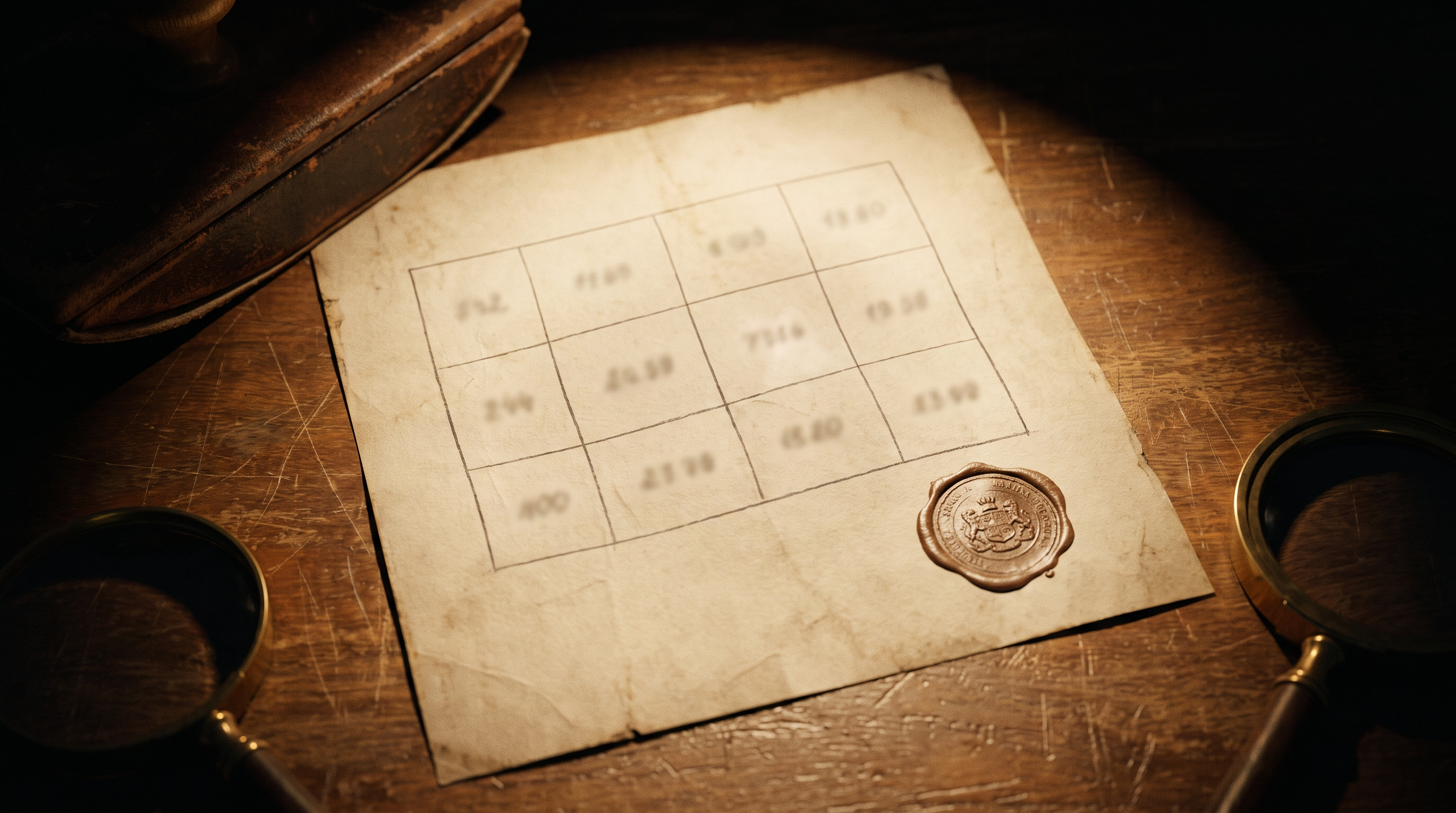 Documento catastral con una tabla de valores del suelo y un sello en relieve