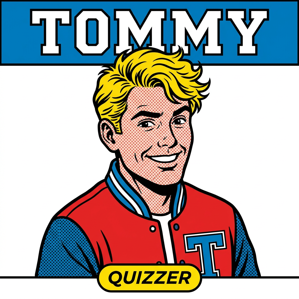 Pop-art portrait of Tommy, the AI quizzer