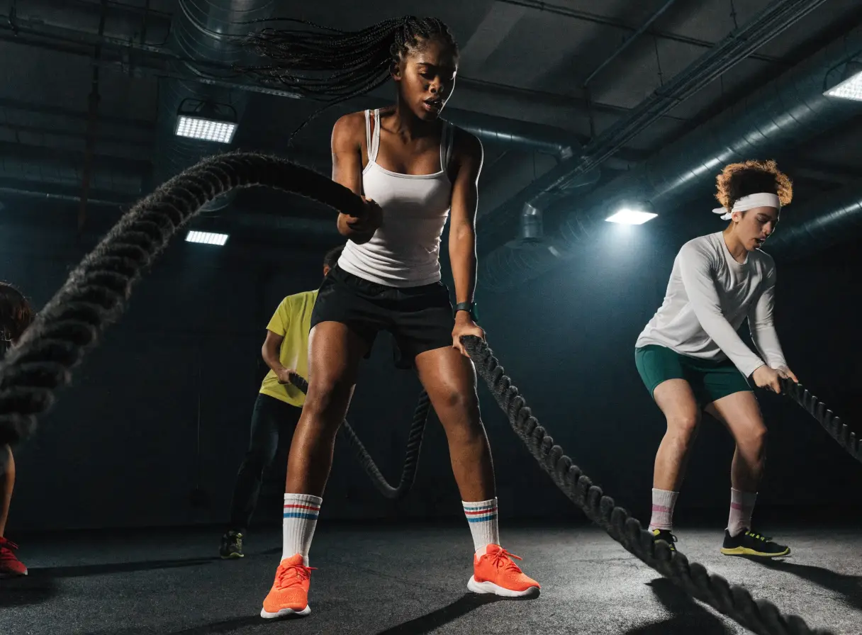 Intense battle ropes workout