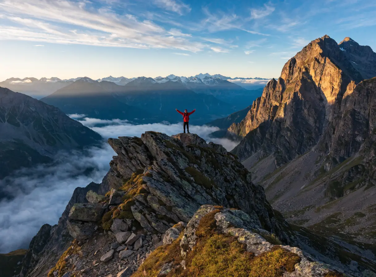 Mountain summit at sunrise