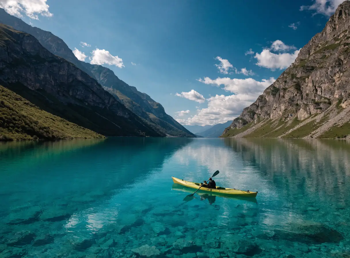 Kayak on a turquoise fjord
