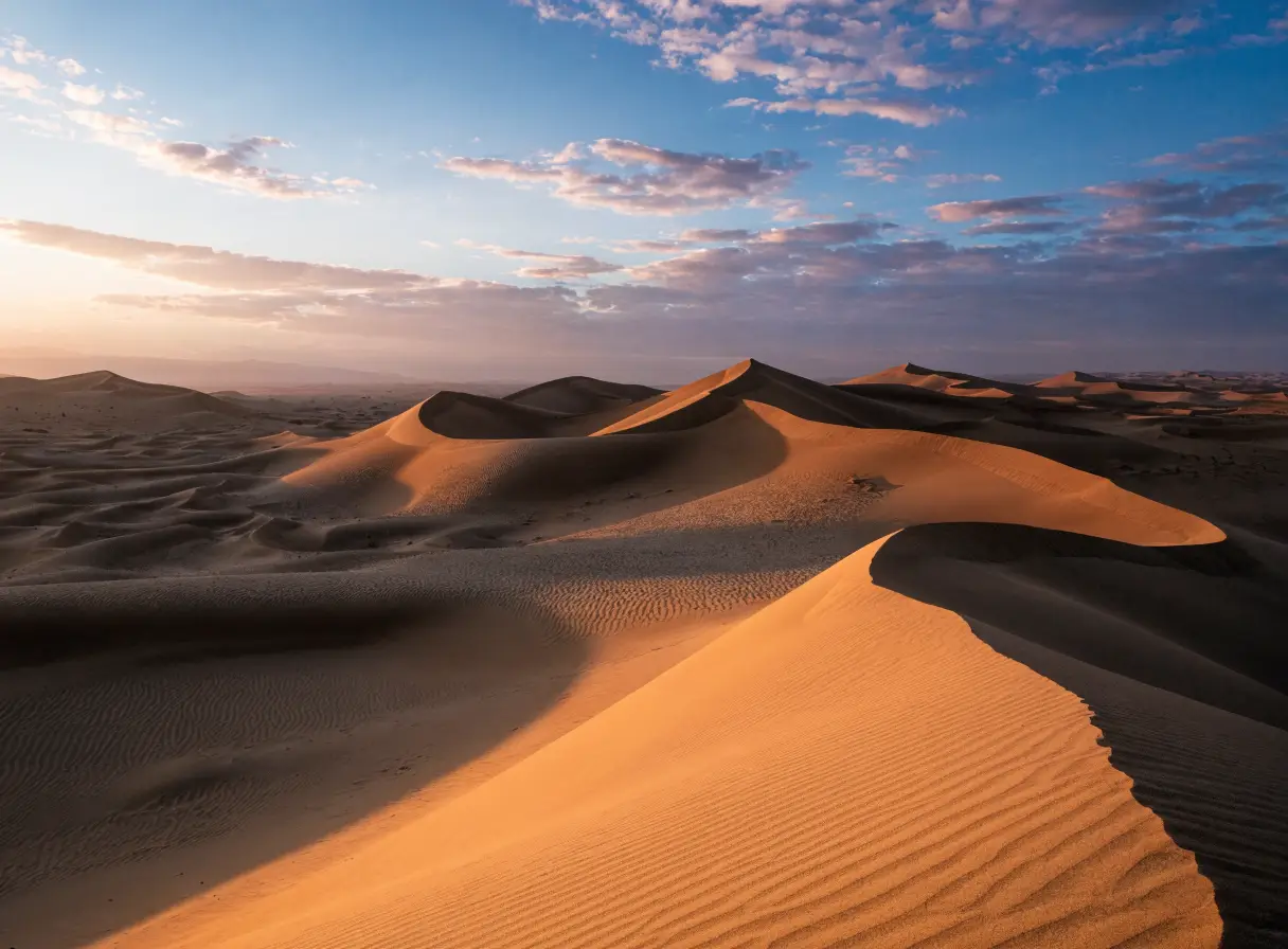 Desert dunes at sunset