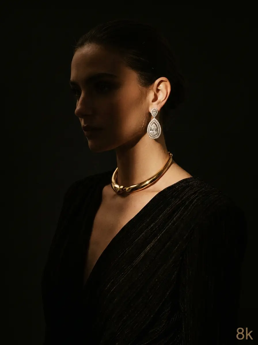 Model wearing diamond jewellery