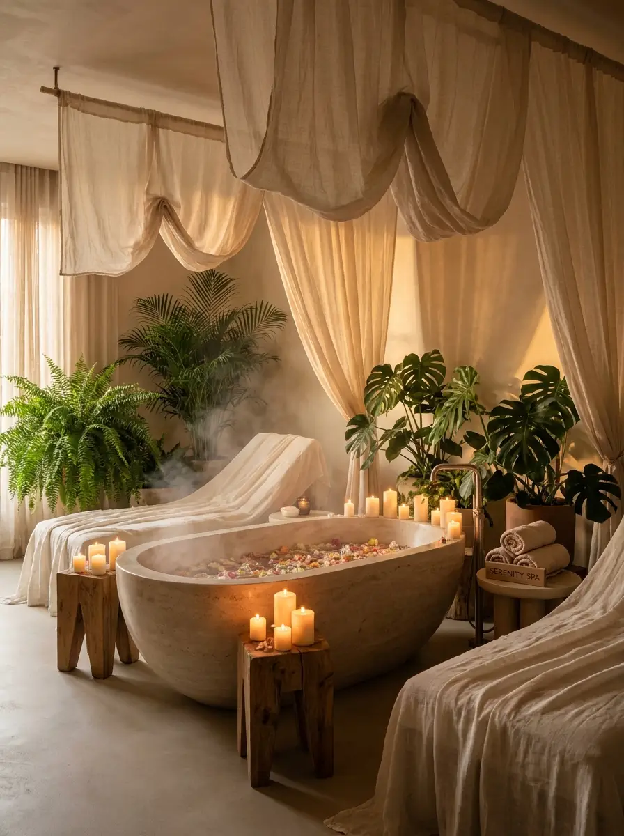 Candlelit spa bath