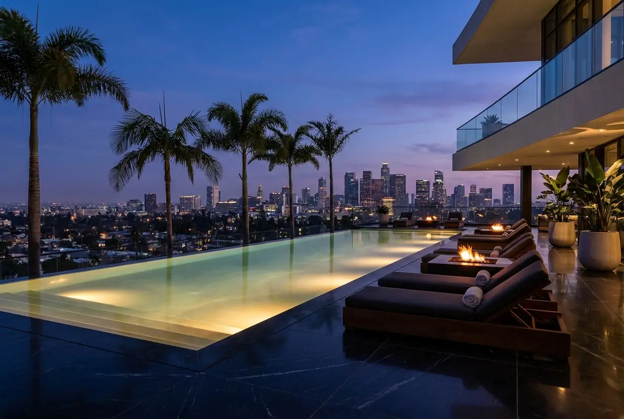 Rooftop infinity pool overlooking the city