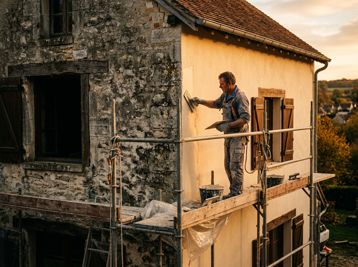 Ravalement de façade — chantier réalisé en Eure-et-Loir