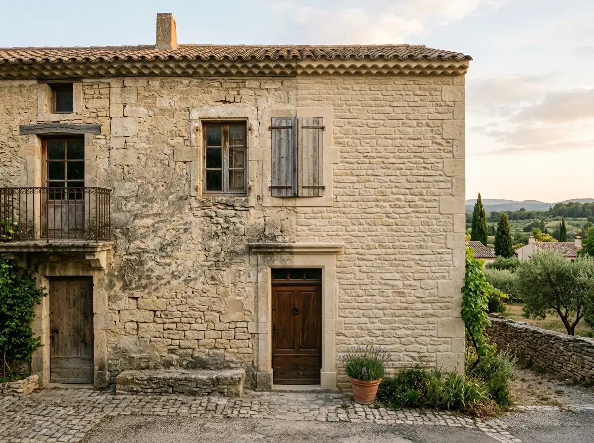 Bastide ancienne en cours de restauration en pierre sculptée