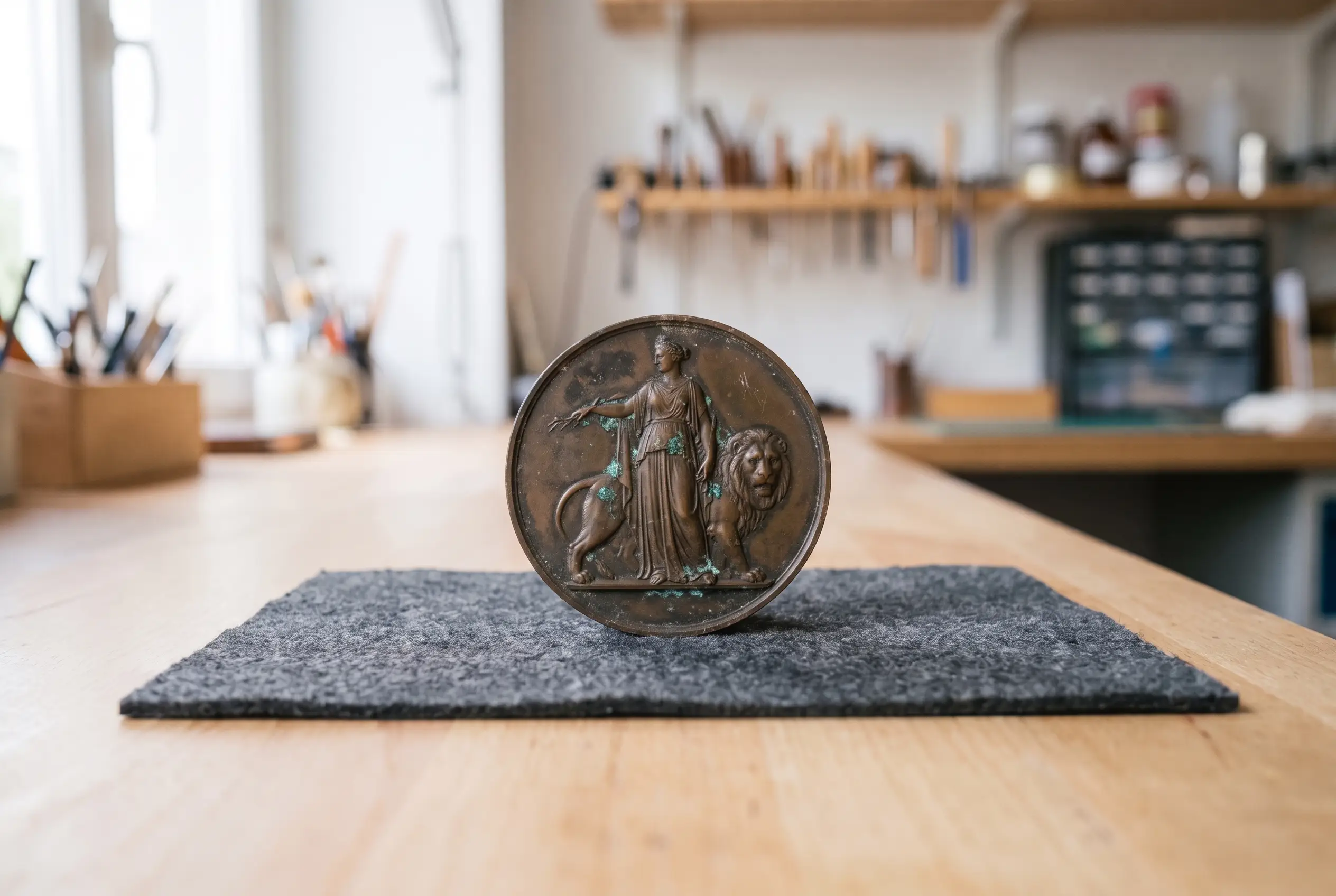 Médaille en bronze avant restauration