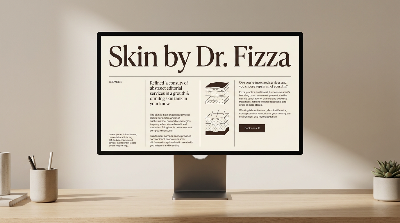Skin by Dr. Fizza website mockup