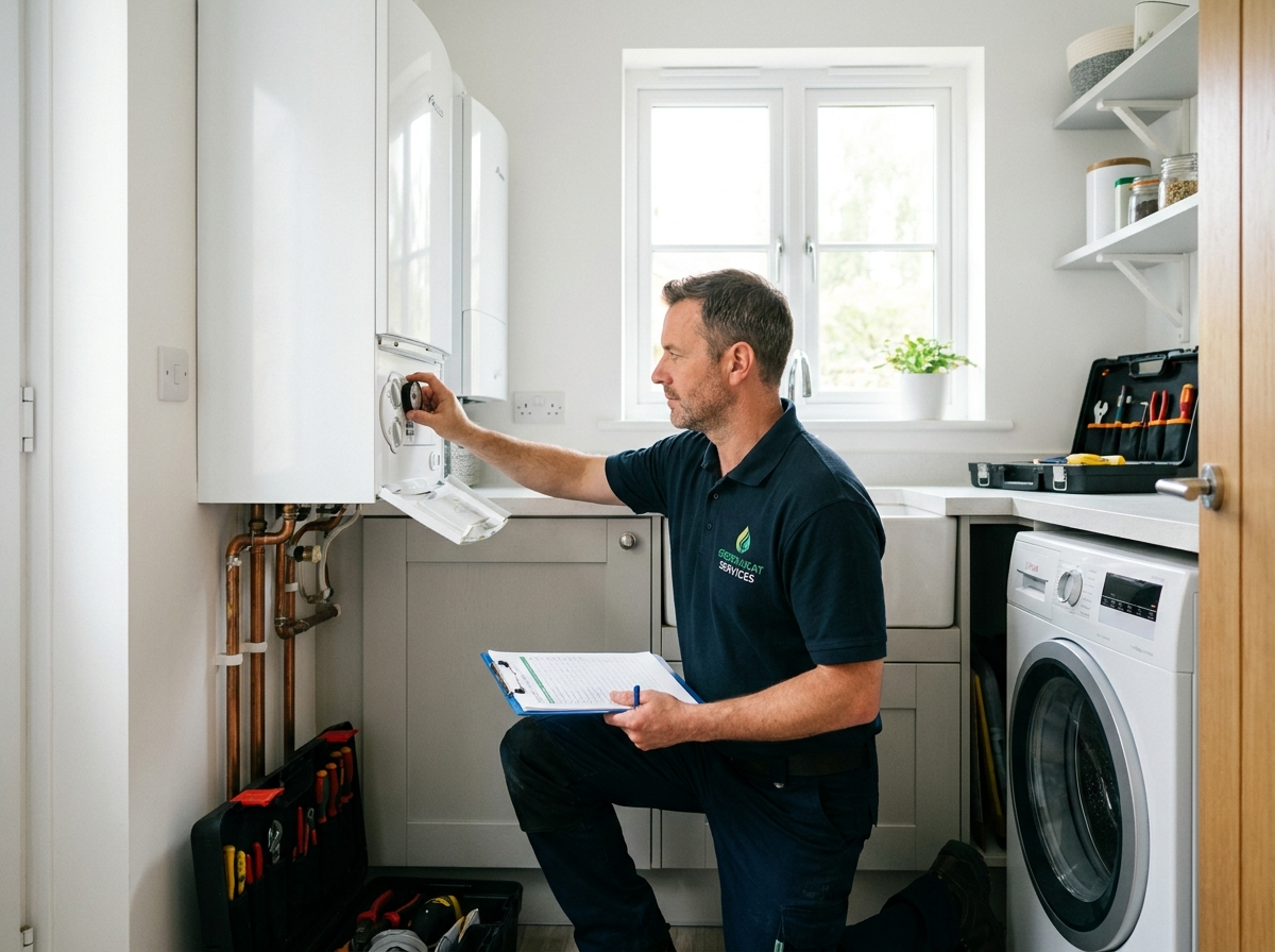 Annual boiler service by a heating engineer