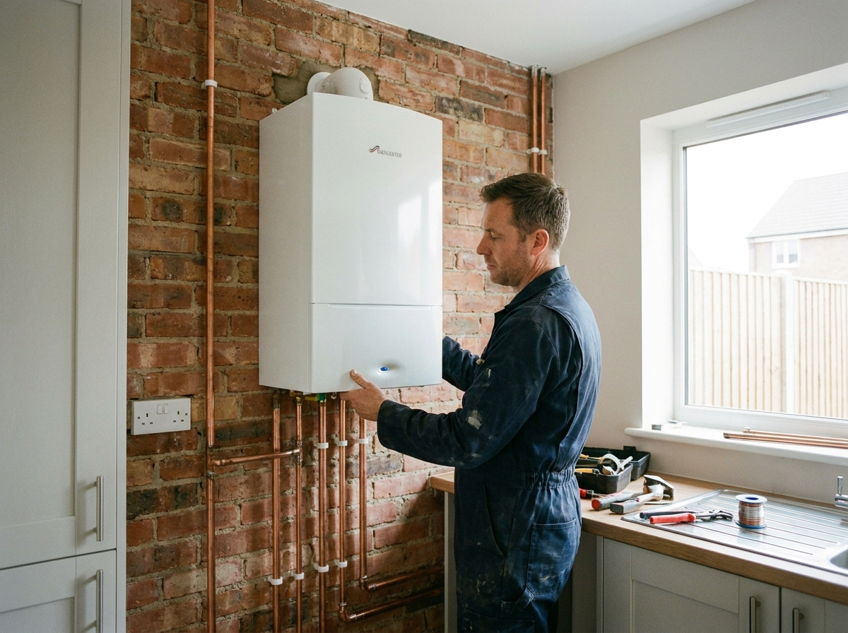 New combi boiler installation by an engineer