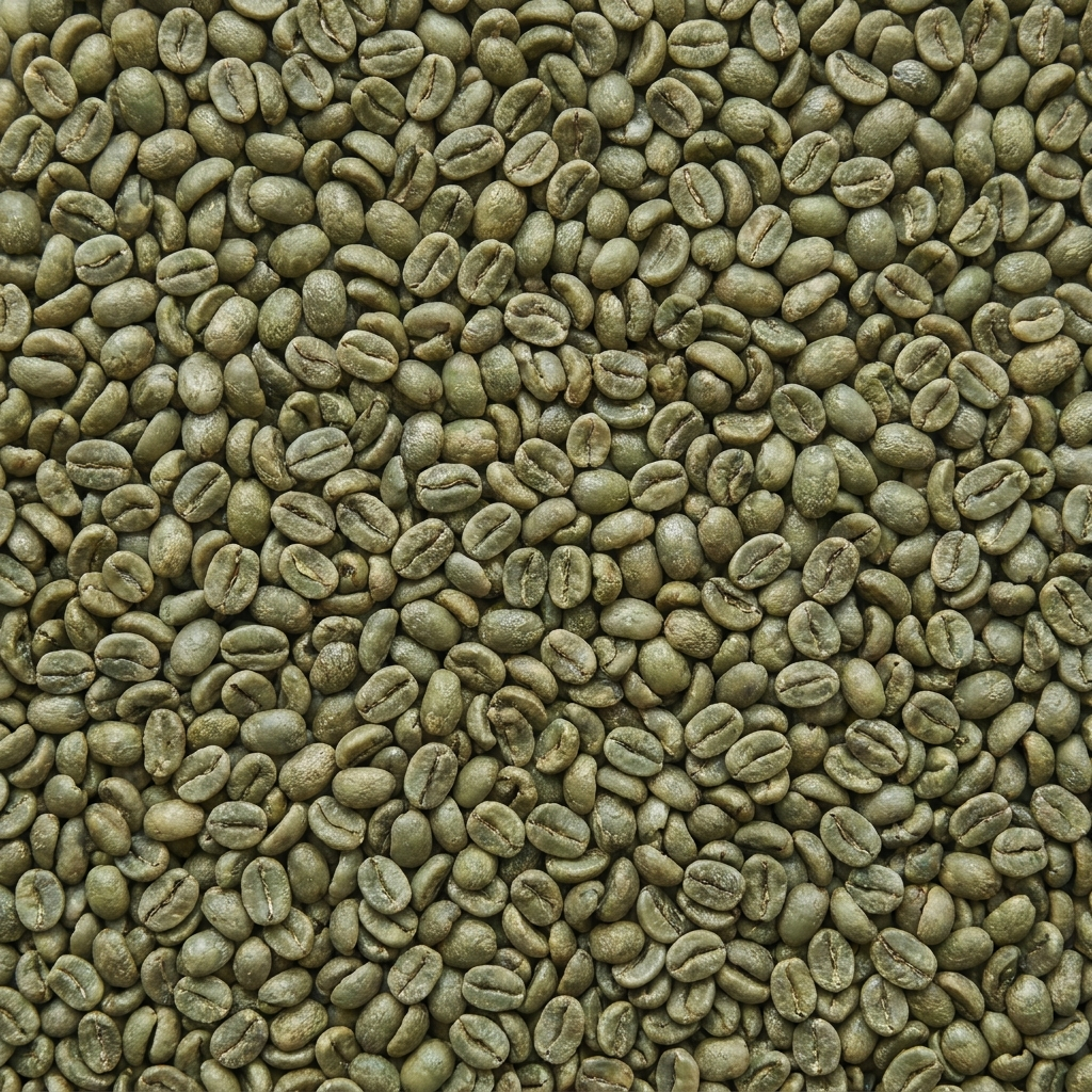 Raw green unroasted Ethiopian coffee beans