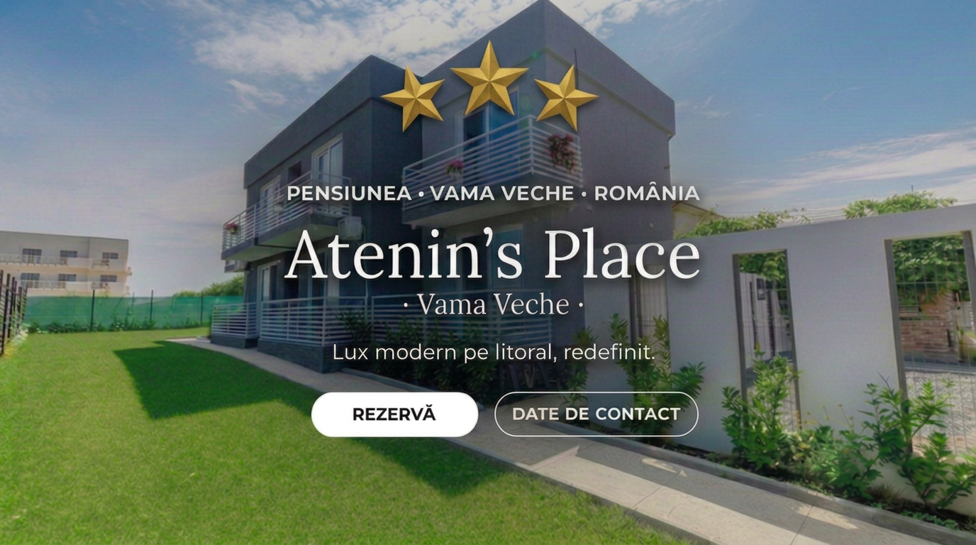 Atenin's Place villa, Vama Veche, with three gold stars over the roofline