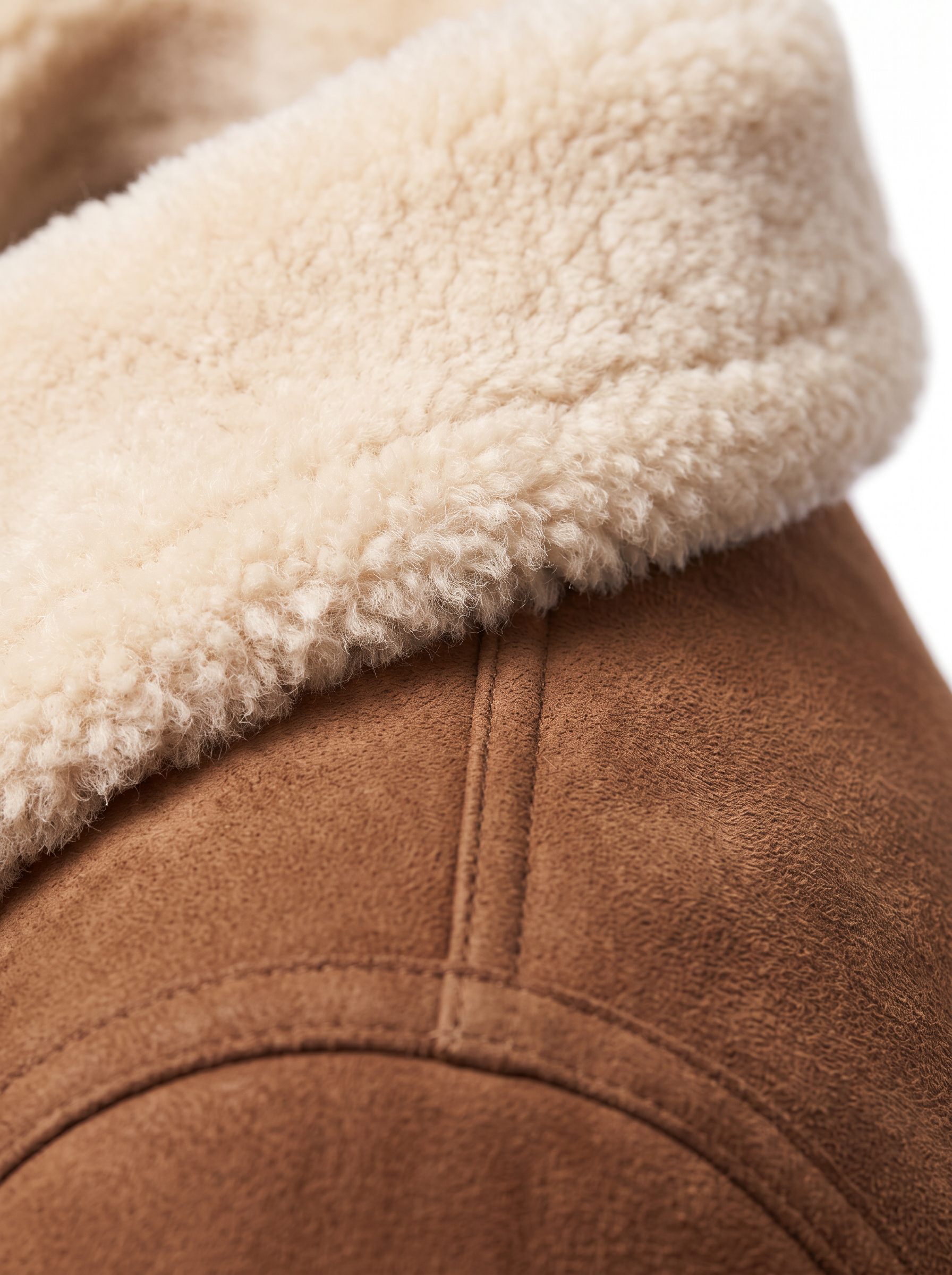 Shearling collar and suede look shell detail