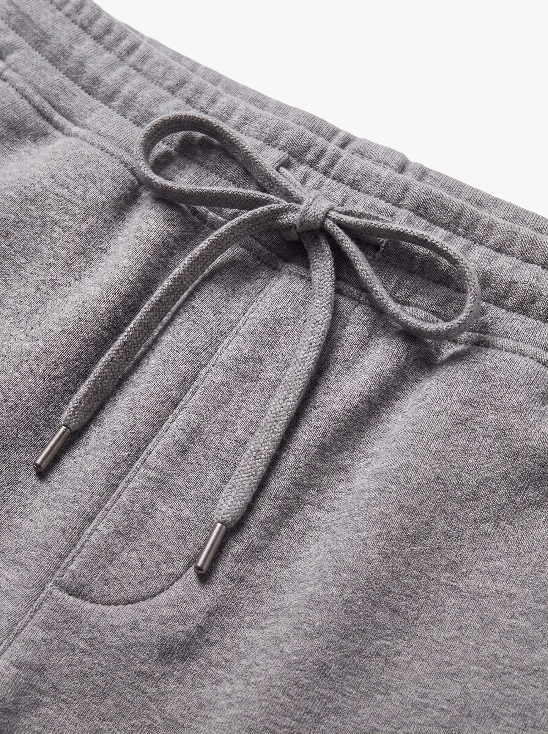 Drawstring waistband and fleece texture detail