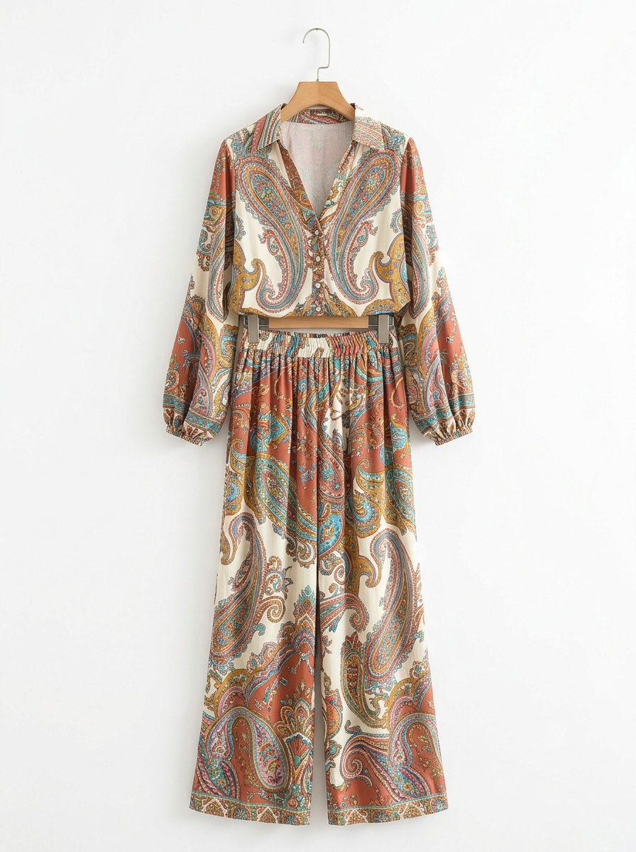 Paisley Print Pantsuit two-piece set